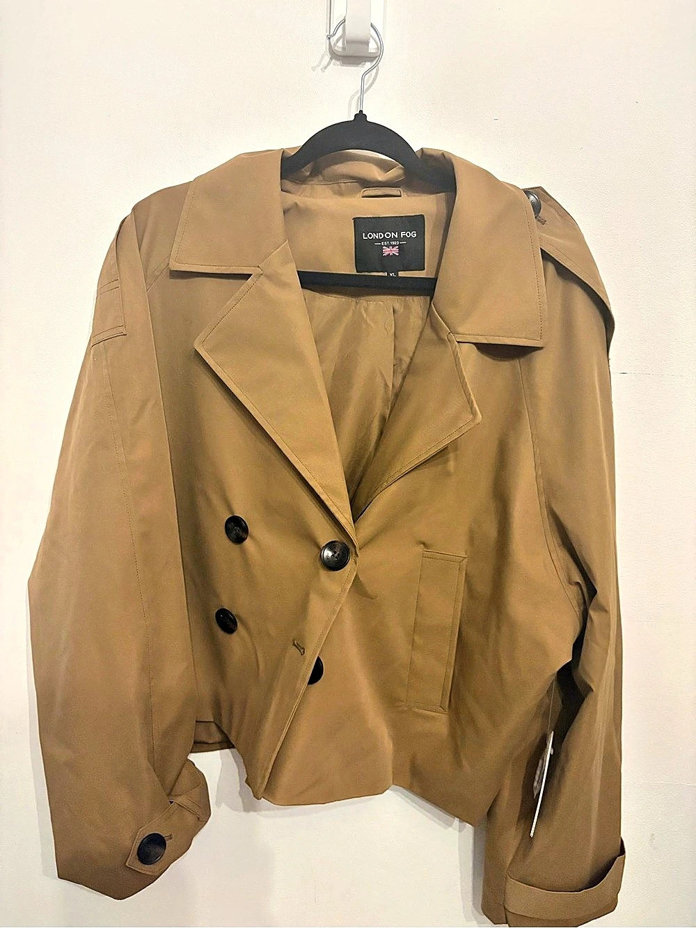 London Fog Double Breasted Short Trench Coat Women's Brown